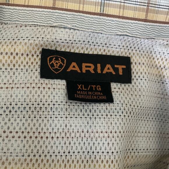 Ariat Men Shirt XL Blue Plaid Long Sleeve Button Down Pocket Workwear Office - Picture 2 of 13